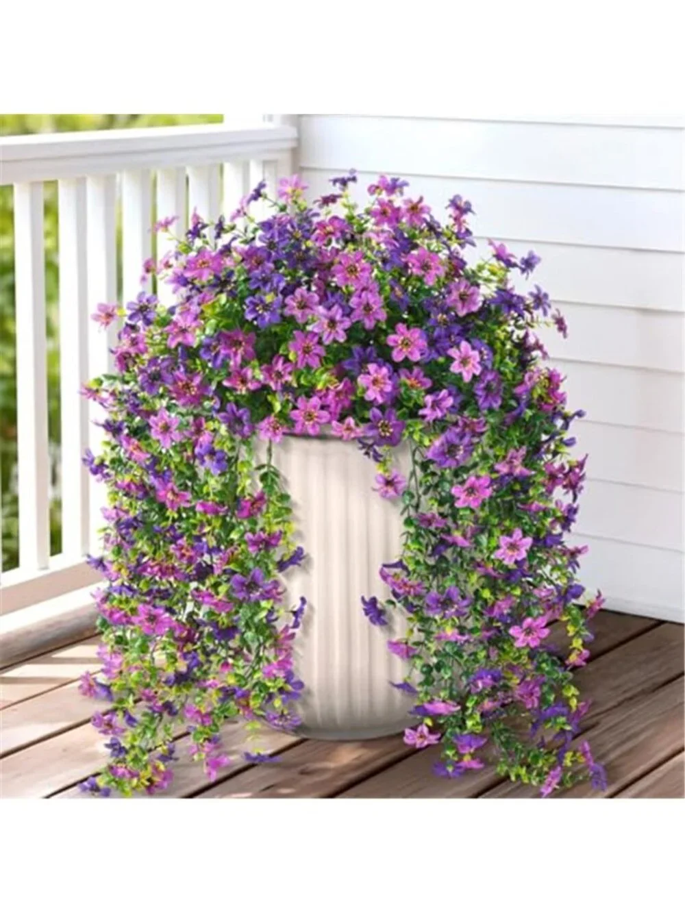 Fake Hanging Flowers Outdoor UV Resistant Faux Purple Daisy Porch Patio Decor